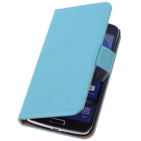 PU Leder Turquoise Hoesje voor Samsung Galaxy Grand 2 Book/Wallet Case/Cover