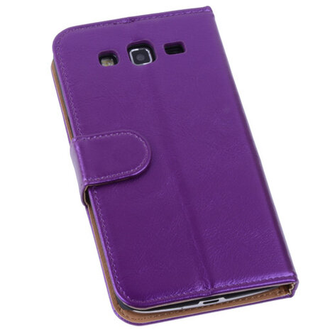 PU Leder Lila Hoesje voor Samsung Galaxy Grand 2 Book/Wallet Case/Cover