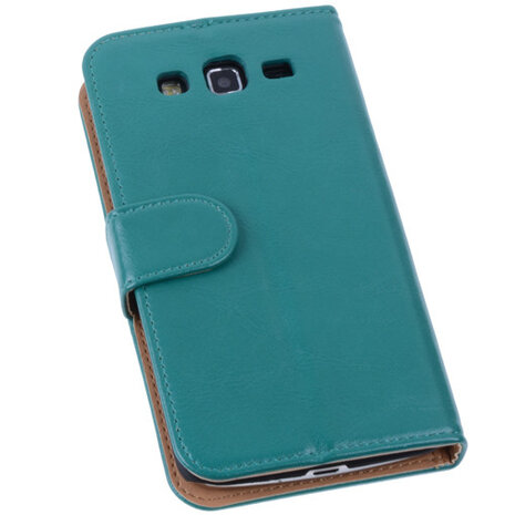 PU Leder Groen Hoesje voor Samsung Galaxy Grand 2 Book/Wallet Case/Cover