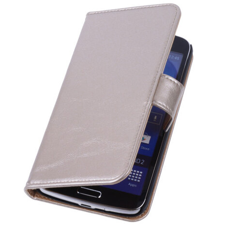 PU Leder Goud Hoesje voor Samsung Galaxy Grand 2 Book/Wallet Case/Cover