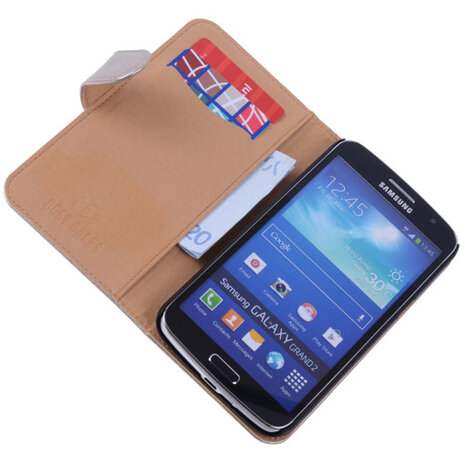 PU Leder Goud Hoesje voor Samsung Galaxy Grand 2 Book/Wallet Case/Cover