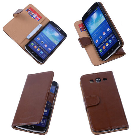 PU Leder Bruin Samsung Galaxy Grand 2 Book/Wallet Case/Cover Hoesje