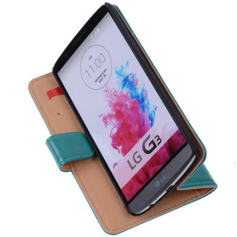 PU Leder Groen Hoesje voor LG G3 Book/Wallet Case/Cover