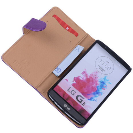 PU Leder Lila Hoesje voor LG G3 Book/Wallet Case/Cover