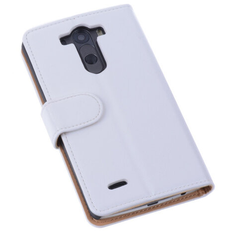 PU Leder Wit Hoesje voor LG G3 Book/Wallet Case/Cover