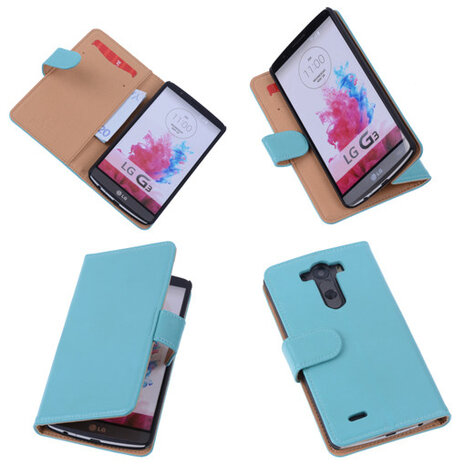 PU Leder Turquoise Hoesje LG G3 Book/Wallet Case/Cover 