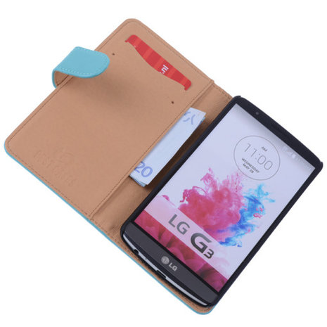 PU Leder Turquoise Hoesje voor LG G3 Book/Wallet Case/Cover