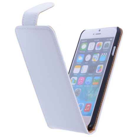 Classic Wit iPhone 6 (4.7 inch) PU Leder Flip Case