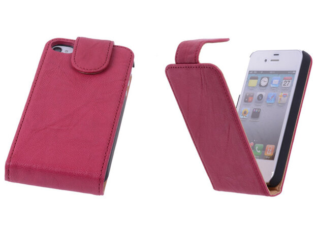 Apple iPhone 4 4s Lederen Hoesje Roze Bestel Online | BestCases.nl