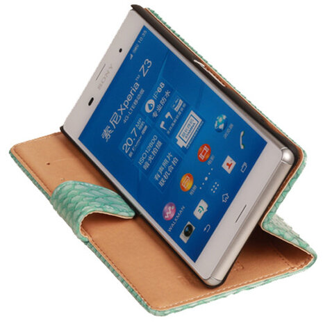 BC "Slang" Turquoise Hoesje voor Sony Xperia Z3 Bookcase Wallet Cover