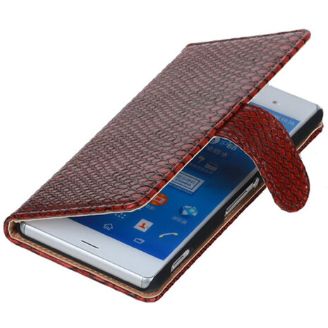 BC "Slang" Rood Hoesje voor Sony Xperia Z3 Bookcase Wallet Cover