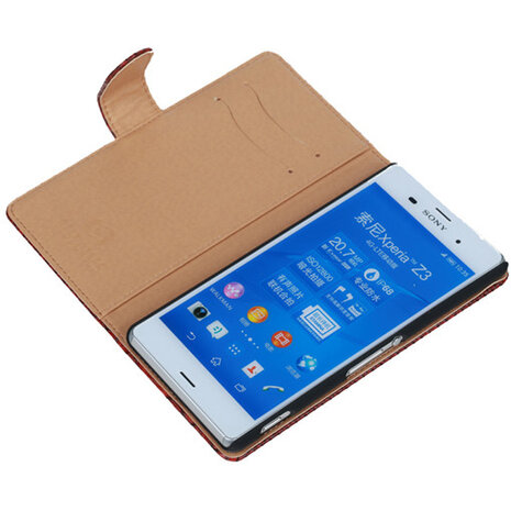 BC "Slang" Rood Hoesje voor Sony Xperia Z3 Bookcase Wallet Cover