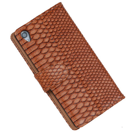 BC "Slang" Bruin Hoesje voor Sony Xperia Z3 Bookcase Wallet Cover