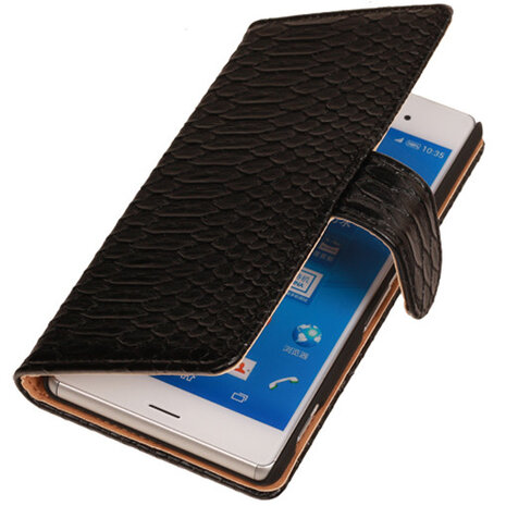 BC "Slang" Zwart Hoesje voor Sony Xperia Z3 Bookcase Wallet Cover
