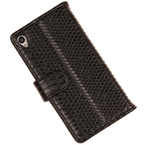 BC "Slang" Zwart Hoesje voor Sony Xperia Z3 Bookcase Wallet Cover