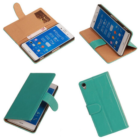 PU Leder Turquoise Hoesje Sony Xperia Z3 Book/Wallet Case/Cover 