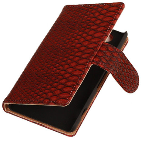 "Slang" Rood Hoesje voor Sony Xperia Z3 Compact Bookcase Wallet Cover