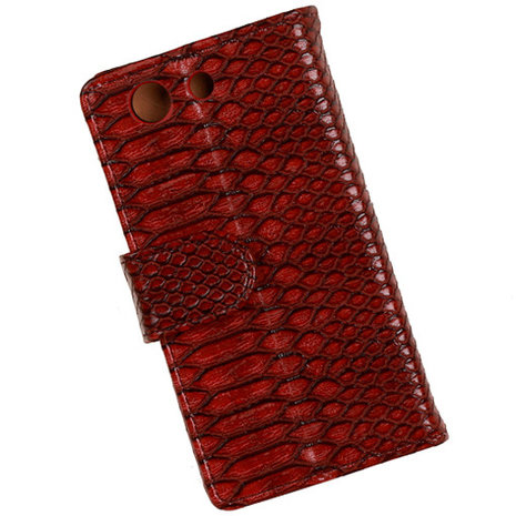 "Slang" Rood Hoesje voor Sony Xperia Z3 Compact Bookcase Wallet Cover