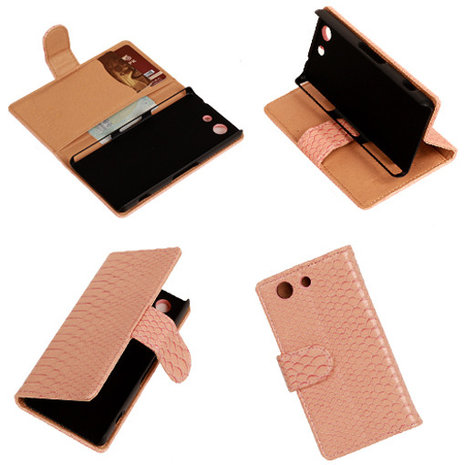 "Slang" Pink Sony Xperia Z3 Compact Bookcase Wallet Cover Hoesje 