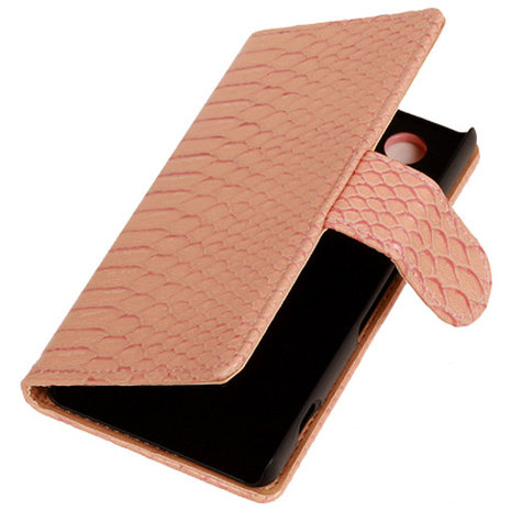 "Slang" Pink Hoesje voor Sony Xperia Z3 Compact Bookcase Wallet Cover
