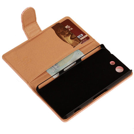 "Slang" Pink Hoesje voor Sony Xperia Z3 Compact Bookcase Wallet Cover