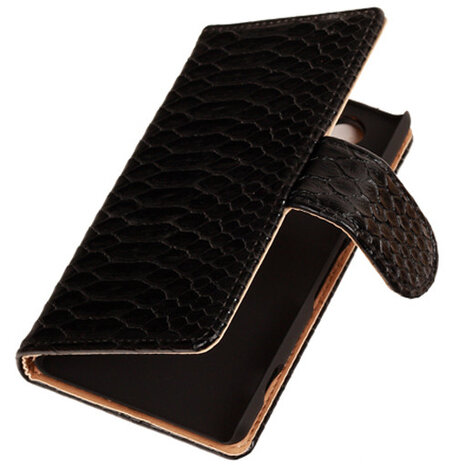 "Slang" Zwart Hoesje voor Sony Xperia Z3 Compact Bookcase Wallet Cover