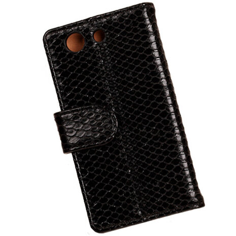 "Slang" Zwart Hoesje voor Sony Xperia Z3 Compact Bookcase Wallet Cover