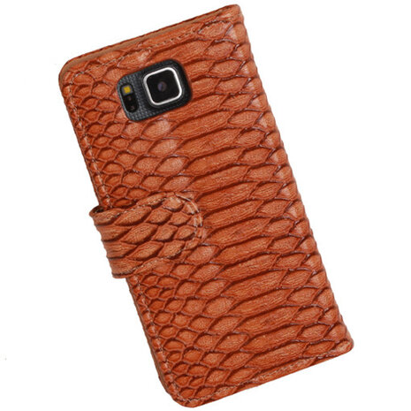 BC Slang  Bruin Hoesje voor Samsung Galaxy Alpha Bookcase Cover