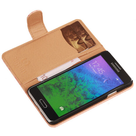 BC  Slang Pink Hoesje voor Samsung Galaxy Alpha Bookcase Cover