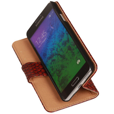 BC Slang  Rood Hoesje voor Samsung Galaxy Alpha Bookcase Cover