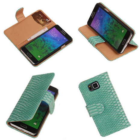Bestcases "Slang" Turquoise Samsung Galaxy Alpha Bookcase Cover Hoesje 