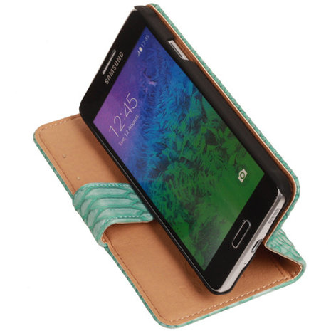 BC Slang Turquoise Hoesje voor Samsung Galaxy Alpha Bookcase Cover