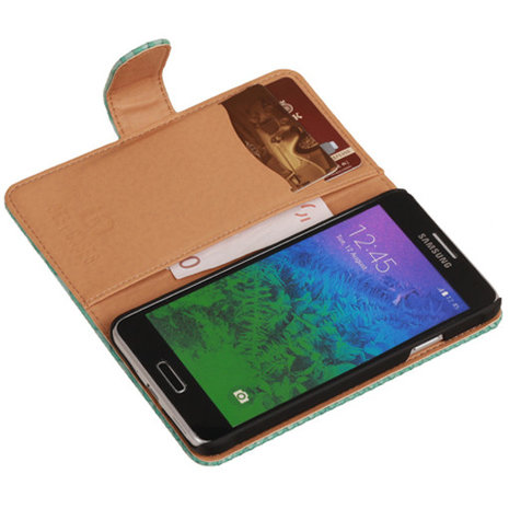 BC Slang Turquoise Hoesje voor Samsung Galaxy Alpha Bookcase Cover