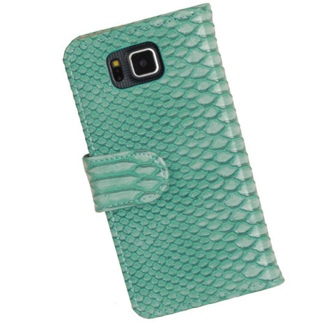 BC Slang Turquoise Hoesje voor Samsung Galaxy Alpha Bookcase Cover
