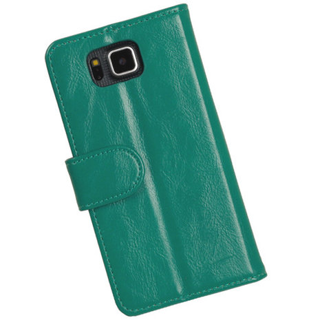PU Leder Groen Hoesje voor Samsung Galaxy Alpha Book/Wallet Case/Cover