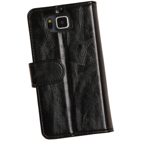 PU Leder Zwart Hoesje voor Samsung Galaxy Alpha Book/Wallet Case/Cover