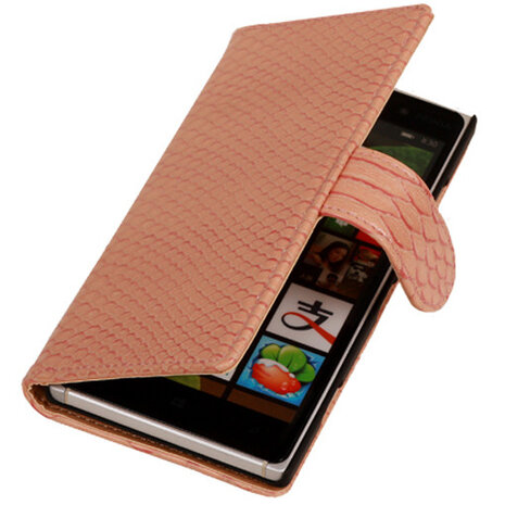 BC Slang Pink Hoesje voor Nokia Lumia 830 Bookcase Wallet Cover