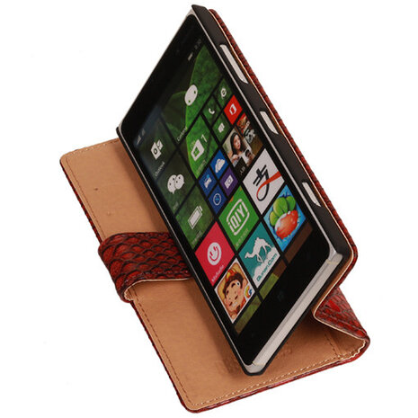 BC Slang Rood Hoesje voor Nokia Lumia 830 Bookcase Wallet Cover