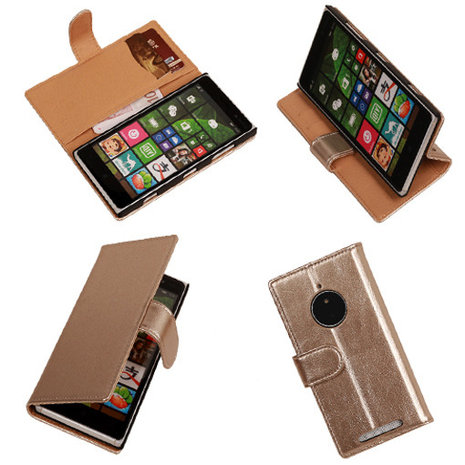 PU Leder Goud Nokia Lumia 830 Book/Wallet Case/Cover 