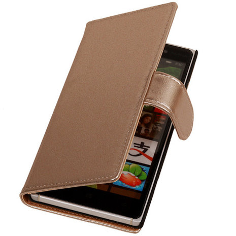PU Leder Goud Hoesje voor Nokia Lumia 830 Book/Wallet Case/Cover
