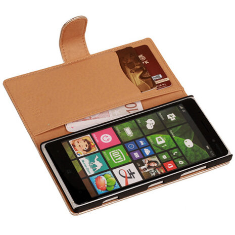 PU Leder Goud Hoesje voor Nokia Lumia 830 Book/Wallet Case/Cover