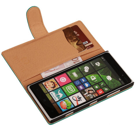PU Leder Groen Hoesje voor Nokia Lumia 830 Book/Wallet Case/Cover