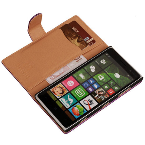PU Leder Lila Hoesje voor Nokia Lumia 830 Book/Wallet Case/Cover