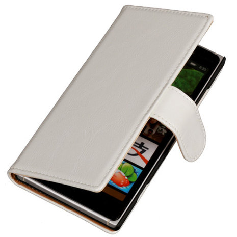 PU Leder Wit Hoesje voor Nokia Lumia 830 Book/Wallet Case/Cover