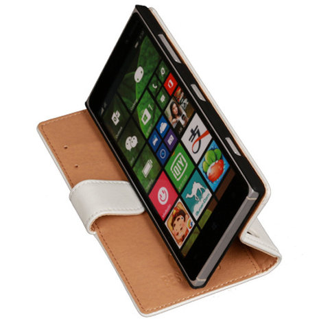 PU Leder Wit Hoesje voor Nokia Lumia 830 Book/Wallet Case/Cover