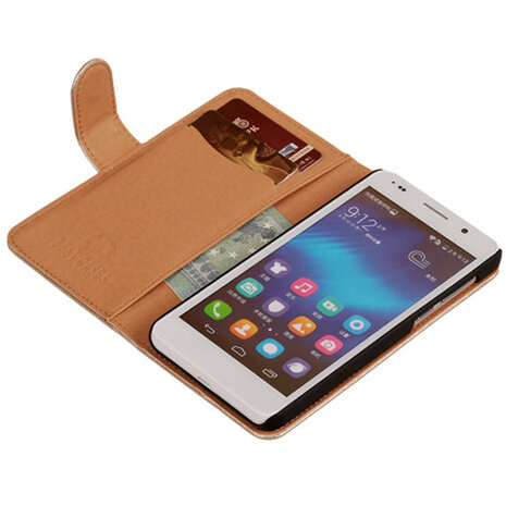 PU Leder Goud Honor 6 Book/Wallet Case/Cover