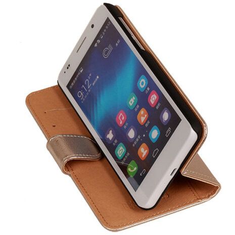 PU Leder Goud Honor 6 Book/Wallet Case/Cover