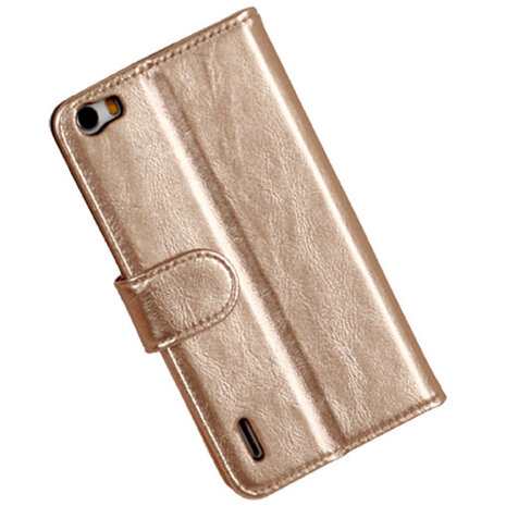 PU Leder Goud Honor 6 Book/Wallet Case/Cover