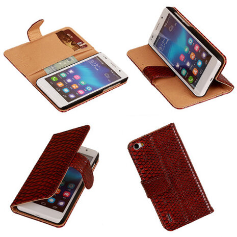 Bestcases "Slang" Rood Honor 6 Bookcase Cover Hoesje 