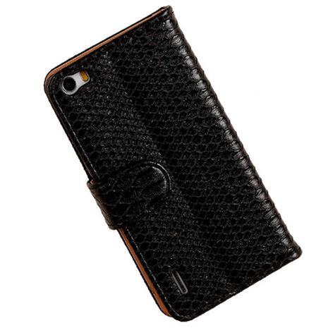 BC Slang Zwart Bookcase Cover Hoesje Honor 6 Hoesje